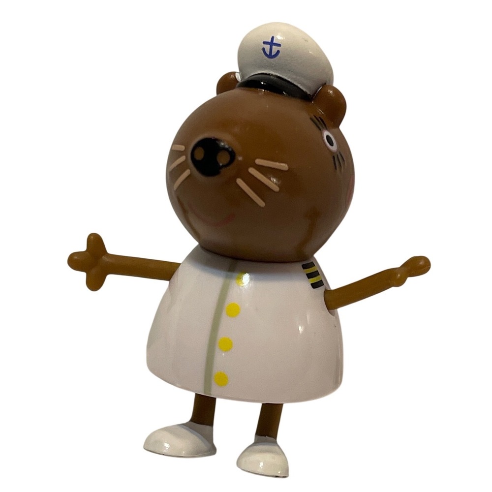 Rare Peppa Pig Captain Daddy Dog Figure Brown White Plastic Sailor Toy Hasbro
